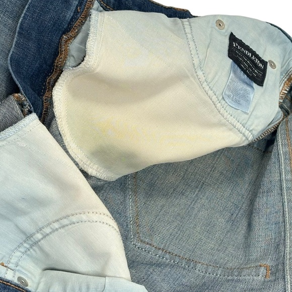 Men Pendleton Factory Thigh Fade Distress Jeans 38”X28” Relaxed Fit Straight Leg - Picture 7 of 9